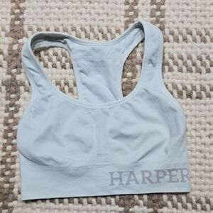 Harper Wilde Women's Light Blue Sports Bra With Phone Pocket On Back Small